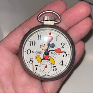 Bradley 1960s Vintage Mickey Mouse Manual Wind Pocket Watch USA Made